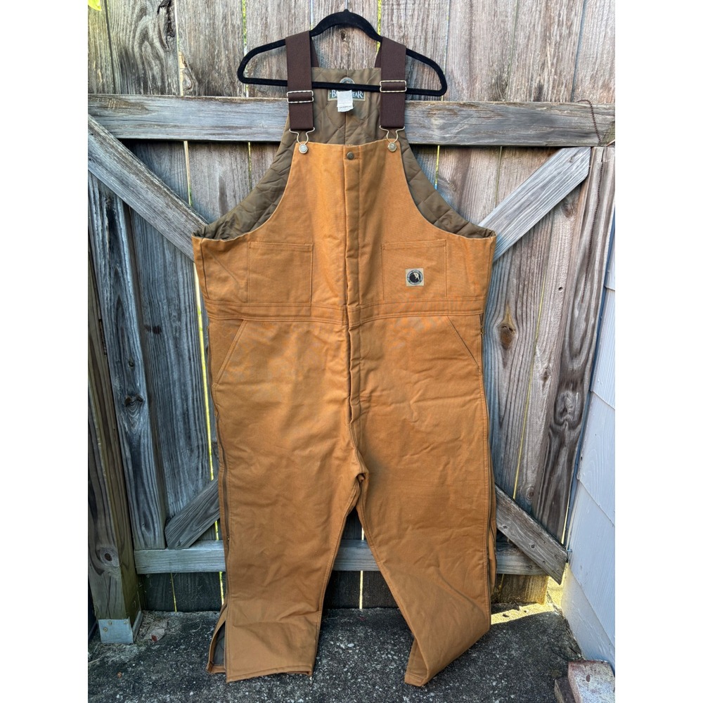 Bercowear Mens 3XL Short Brown Insulated Duck Canvas Bib Overalls Made in USA